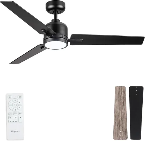 Vista 9 de Newday Ventiladores de techo de 48 pulgadas con control remoto de luces para dormitorio, sala de estar, cocina, oficina, interiores o exteriores