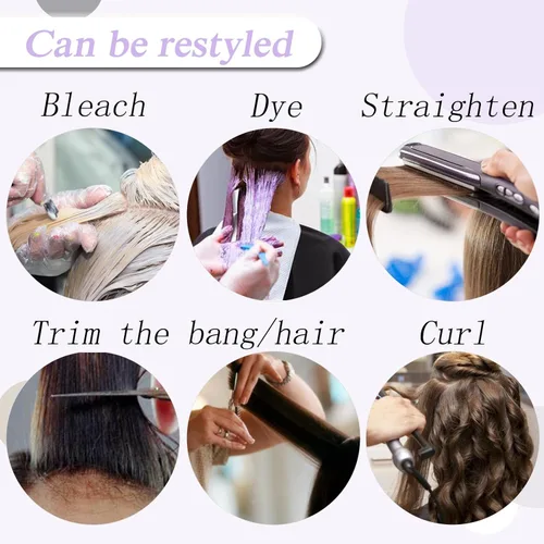 Vista 7 de Toppers para el cabello para mujeres con cabello delgado, base de seda real con flequillo, toppers para mujer, con clip en el cabello para mujer