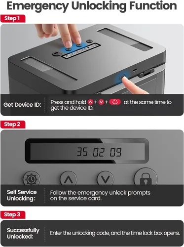Vista 3 de Caja de bloqueo de tiempo de metal STARSIKI con desbloqueo de emergencia, caja de bloqueo de tiempo para teléfono con temporizador, contenedor