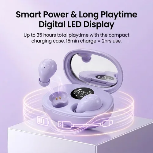 Vista 7 de Mini auriculares invisibles del sueño, pequeños auriculares Púrpura