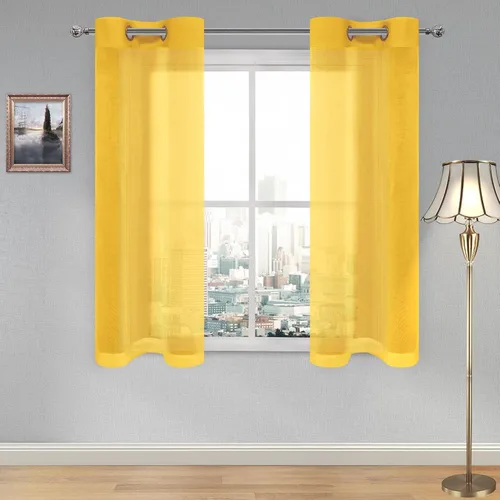 Vista 188 de DWCN Cortinas traslúcidas color verde frijol para sala de estar y dormitorio - Cortinas voile con aspecto de lino sintético con ojales en la parte