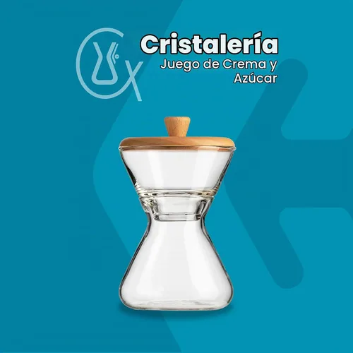 Vista 2 de CHEMEX - Juego de crema y azúcar de vidrio soplado a mano