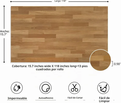 Vista 8 de VEELIKE Papel de contacto de bloque de carnicero de 15.7 x 118 pulgadas para encimeras, papel de contacto de madera autoadhesivo, impermeable, papel