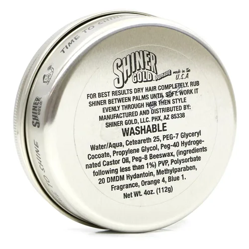 Vista 2 de Shiner Gold Psycho Hold Pomada Agarre extremo Alto brillo A base de agua Aroma de coco, 4 onzas
