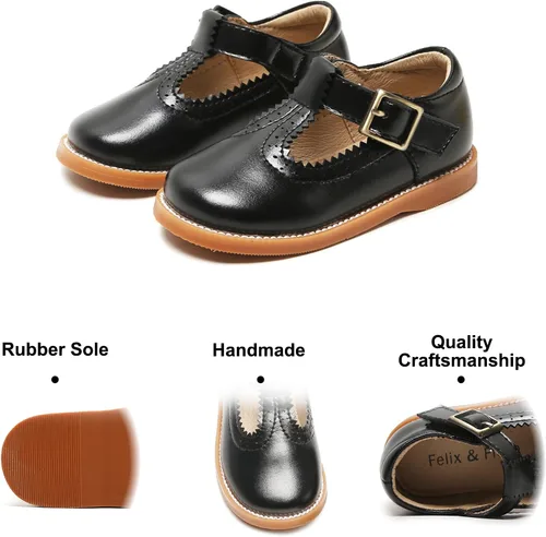 Vista 4 de Felix & Flora - Zapatos de vestir para niña pequeña, tipo Mary Jane, zapatos planos tipo ballet, para una Pascua florida, para fiesta, para niñas
