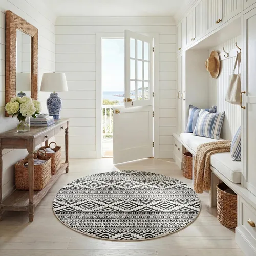 Vista 60 de SAFAVIEH Tapete decorativo de la colección Tulum de 2 x 3 pies, color negro y marfil, diseño tribal bohemio marroquí, no desprende pelo y es