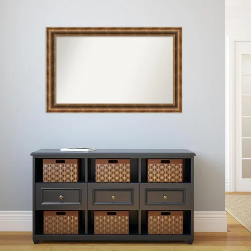 Vista 681 de Amanti Art Espejo de pared personalizado no biselado (25 x 25 pulgadas), marco de bronce acentuado, varios tamaños personalizados, espejo de baño