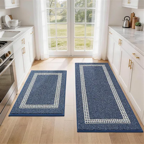 Vista 24 de COSY HOMEER Tapete de cocina antideslizantes, absorbentes para el piso, alfombra de cocina lavable, tapete de pie para fregadero, alfombra de Beige