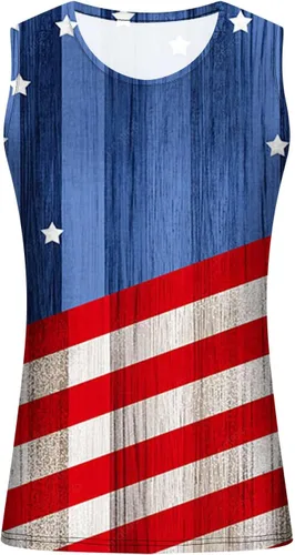 Vista 3 de Camisetas Mangas del Día la Independencia Hombres Camisetas sin Mangas Estampado Estrellas Cinco puntas Camisetas