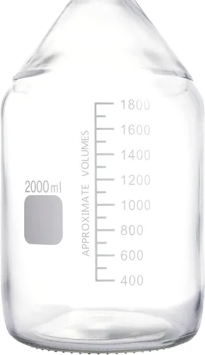 Vista 3 de Moonetto Botella de vidrio redonda de una pieza de 2 litros con tapa naranja de polipropileno GL45 (67.6 fl oz)