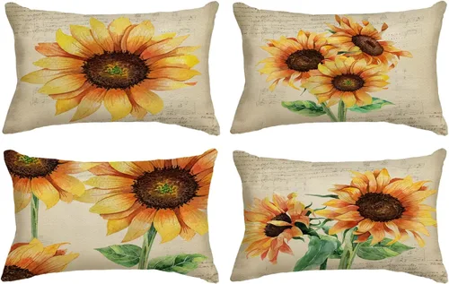 Vista 11 de Juego de 4 fundas de almohada decorativas de color rosa de 16 x 16 pulgadas, fundas de almohada cuadradas con flores de primavera y verano