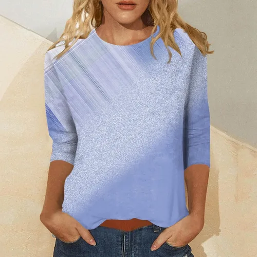Vista 4 de Sexy Christmas Tops for Women,Women's Fashion Casual Three Quarter Sleeve Print Round Neck Pullover Top Blouse Shirt