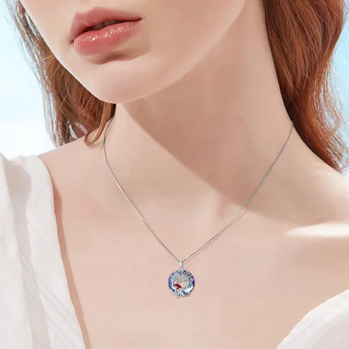 Vista 5 de YOSOPRETTY Collar de seta de plata de ley 925 con colgante de árbol de la vida de rana, caracol, fase lunar, collar con colgante de hongo, joyería