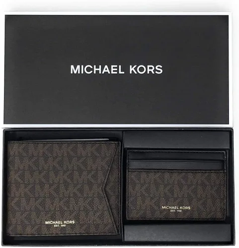 Vista 3 de Michael Kors Mens Set Two Piece Leather Billfold Wallet With Card Case (Brown PVC)