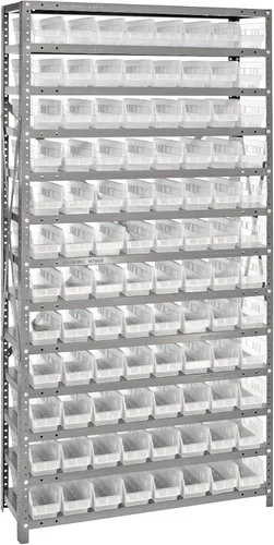 Vista 275 de Quantum QSBU-245BK Heavy Duty Shelving Unit with (7) Shelves and (24) QUS245 Black Bins for Garage Warehouse Storage Distribution 400 lb Load