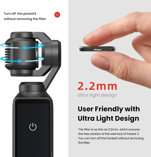 Vista 3 de Juego de filtros magnéticos ND/CPL para DJI Osmo Pocket 3 Creator Combo Accesorios, 4 paquetes CPL/ND16/ND64/ND256