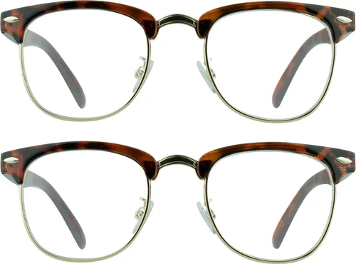Vista 10 de proSPORT Gafas de lectura con montura de cuerno, vintage, clásicas, semi sin montura para hombres y mujeres, 2 pares combinados