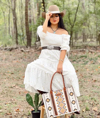 Vista 7 de Wrangler Aztec Tote Bag for Women Boho Shoulder Purses and Western Handbags