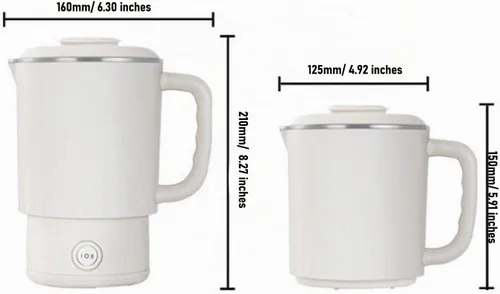 Vista 7 de CCYLEZ Hervidor eléctrico portátil de 20.3 fl oz, hervidor de viaje plegable de acero inoxidable, espumador de leche, cafetera con control
