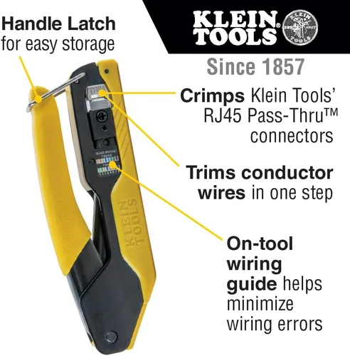 Vista 3 de Klein Tools VDV026-813 Kit de Probador y Crimpadora de Cable Ethernet RJ45, Tecnología Pass-Thru, Incluye Conectores para Aplicaciones de Datos