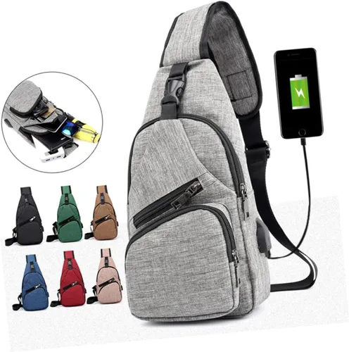 Vista 2 de TENDYCOCO 2 correas ajustables, correa de hombro ajustable para hombre, bolsa de pecho para hombre, bandolera casual