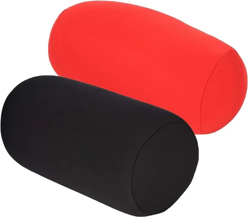 Vista 9 de 2 almohadas de microcuentas de 11.8 x 6.3 pulgadas, almohada cilíndrica para cuello, espalda y brazos, almohadas de viaje esponjosas para automóvil