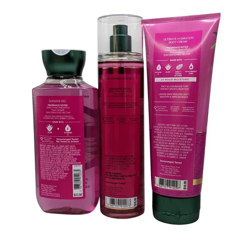 Vista 5 de Bath & Body Works Pink Pineapple Sunrise - Paquete de 3 piezas - Niebla de fragancia fina, crema corporal de hidratación definitiva y gel de ducha