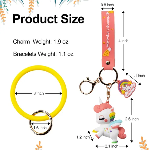 Vista 3 de HONYJOOM Lindo llavero de regalo Llavero de unicornio Kawaii Accesorios Llavero Mochila Dijes Llaves de Coche Llavero Llavero para Niños Niñas