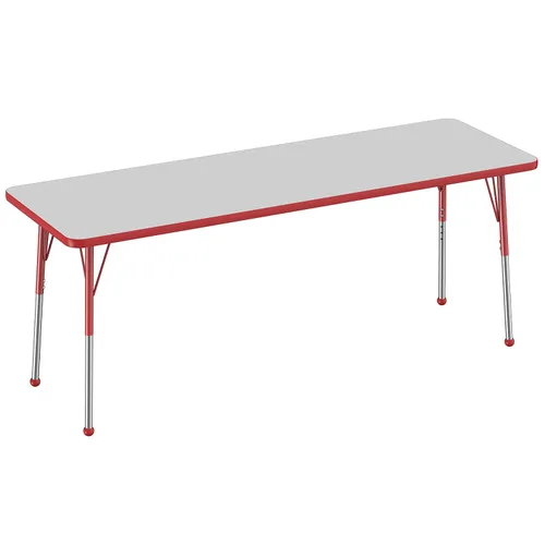 Vista 203 de FDP - Mesa rectangular para actividades escolares y de oficina (24 x 36 pulgadas), patas estándar con deslizadores giratorios, altura ajustable