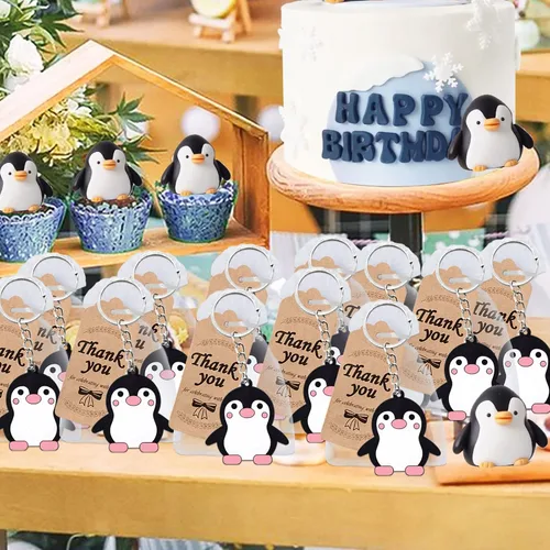 Vista 5 de Paquete de 24 llaveros de pingüino, recuerdo de fiesta para amantes de los pingüinos, regalo de regreso de invitados, fiesta temática de animales