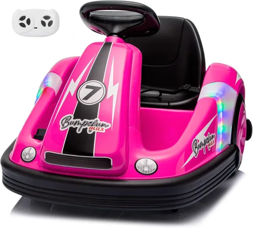 Vista 12 de Coche parachoques para niños con rueda grande, 3.1 MPh máximo, auto parachoques de 12 V con control remoto, automóvil eléctrico con calcomanías