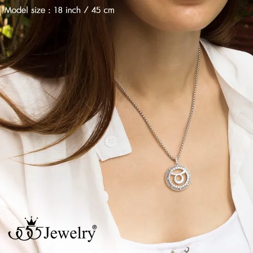 Vista 5 de 555Jewelry Collar con colgante de horóscopo, signo del zodiaco de acero inoxidable para hombres y mujeres