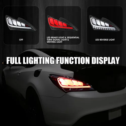 Vista 2 de Spec-D Tuning Negro carcasa transparente lente secuencial LED luces traseras para Hyundai Genesis Coupe 2Dr 2010-2016 Conjunto de luces traseras