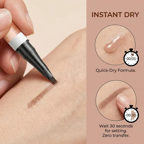 Vista 4 de Yulinlon Lápiz de cejas de 4 puntas, 6 colores, resistente al agua, de larga duración, herramienta de maquillaje profesional (1# marrón claro)