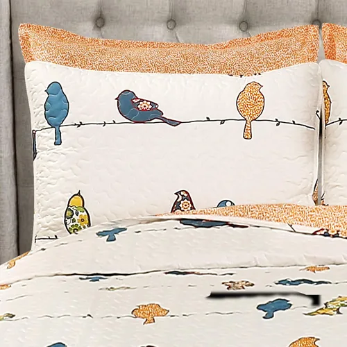 Vista 5 de Lush Decor - Juego de colcha de pájaros Rowley, juego de 7 piezas, matrimonial/queen, multi - Juego de ropa de cama reversible con fundas