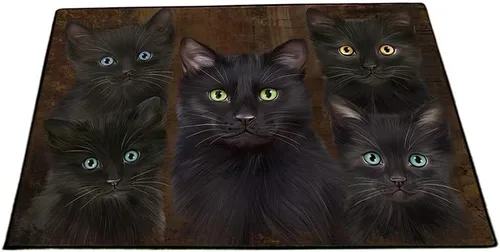 Vista 31 de Doggie of the Day Black Cats Floor Mat - 4th of July Independence Day - Best Dog Doormat - Protector Decor - Unique Portrait Art - Premium Quality