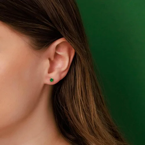 Vista 2 de Amberta Allure - Aretes de tuerca de oro amarillo de 9 quilates para mujer
