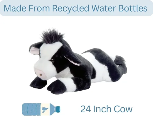 Vista 3 de The Petting Zoo Peluche de vaca, regalos para niños, animales salvajes de la vida silvestre, juguete de peluche de vaca, 24 pulgadas