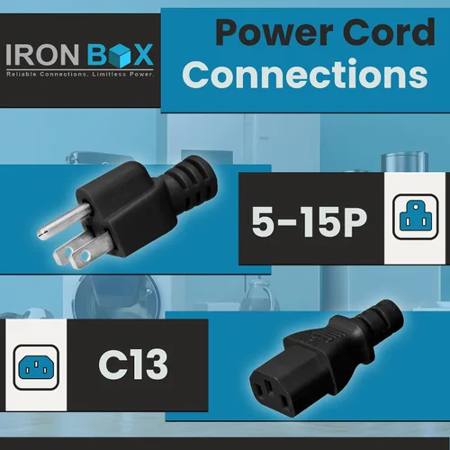 Vista 2 de IronBox Electric - Cable de Alimentación de Servicio Pesado 5-15P a C13 - Cable PC SJT 14/3 de 3 Clavijas 15A 125V - Cable para Computadora