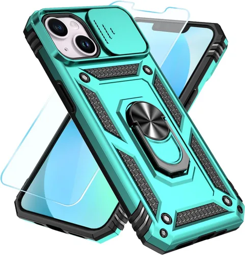 Vista 26 de SunStory Funda compatible con iPhone 12 Pro Max con protector de pantalla HD, cubierta de cámara deslizante y soporte de anillo giratorio