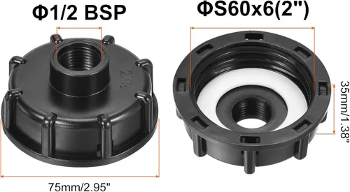 Vista 2 de PATIKIL IBC - Adaptador de bolsa de 2.362 in, rosca gruesa, salida hembra de 1/2 pulgada, conector de tapón de drenaje de 275-330 galones
