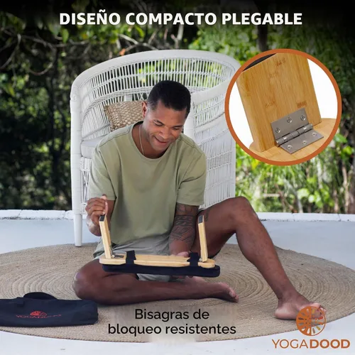 Vista 4 de Banco de meditación Yoga Dood - Taburete plegable de meditación de bambú