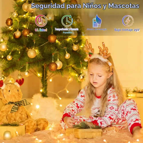 Vista 6 de Guirnalda de luces de Navidad de 403 pies para exteriores, 1000 luces LED con cambio de color, 11 modos y función de temporizador de memoria