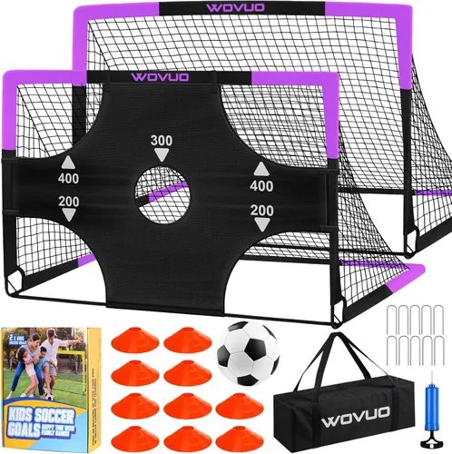 Vista 9 de Kids Soccer Goals for Backyard Set of 2, 6x4 ft Portable Toddler Soccer Goal Training Equipment with Soccer Target, Ball, Cones, Soccer Net for Kids