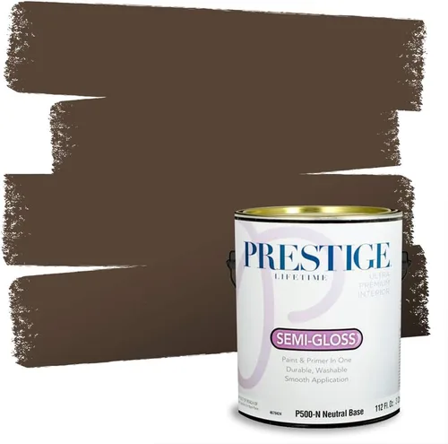 Vista 110 de PRESTIGE Pinturas Pintura Exterior e Imprimación en Uno, 1 Galón, Mate, Combinación Comparable de Sherwin Williams* Black Magic* SW6991-PCM