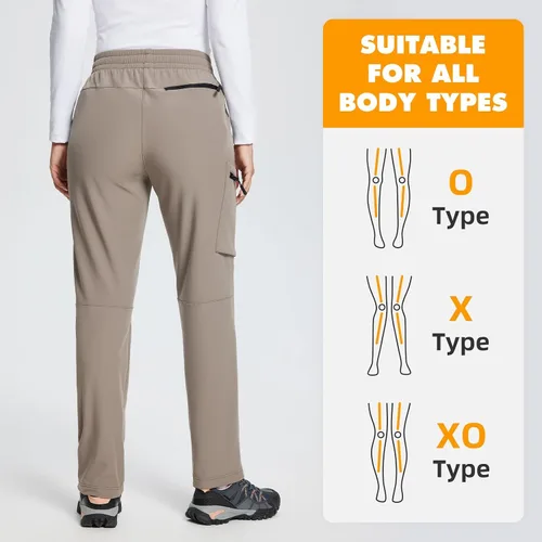 Vista 2 de BALEAF Pantalones cargo de senderismo con forro polar para mujer, impermeables, softshell y bolsillos con cremallera