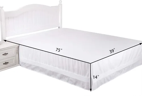 Vista 2 de Valea Home Falda de cama con esquinas divididas, duradera, elegante, de lujo, faldón antipolvo con pliegues alforzados, caída a medida de 14
