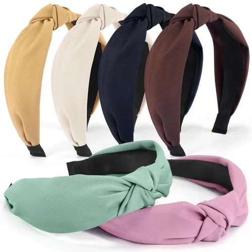 Vista 13 de DiyJibb Diademas para Mujeres y Niñas - 6 Piezas Diademas Elegantes con Nudo Superior - Diadema Anudada para Mujeres - Bandas para la Cabeza Anchas