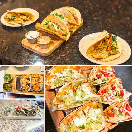 Vista 7 de Kit de Soportes para Tacos, Set 3-en-1 - Soporte para Concha de Taco + Bandeja de Servicio + Taza para Salsa, Plato de Presentación para Tacos