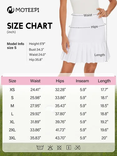 Vista 6 de M MOTEEPI Faldas de golf de 19 pulgadas para mujer, hasta la rodilla, dobladillo con volantes, falda de tenis, falda atlética para entrenamiento